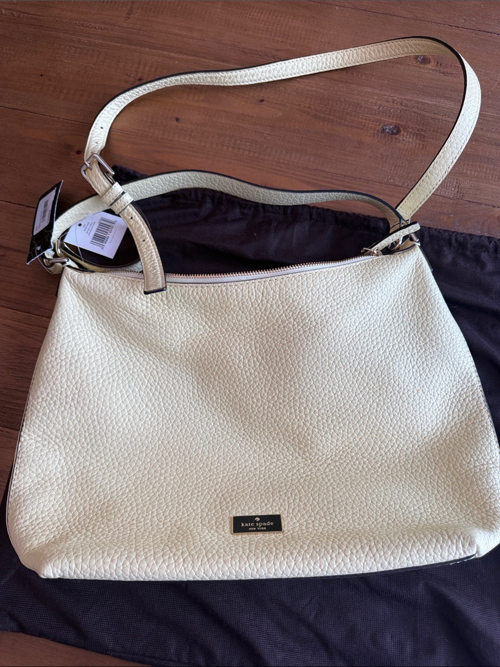 kate spade Pebbled Leather Shoulder Bag in Cream